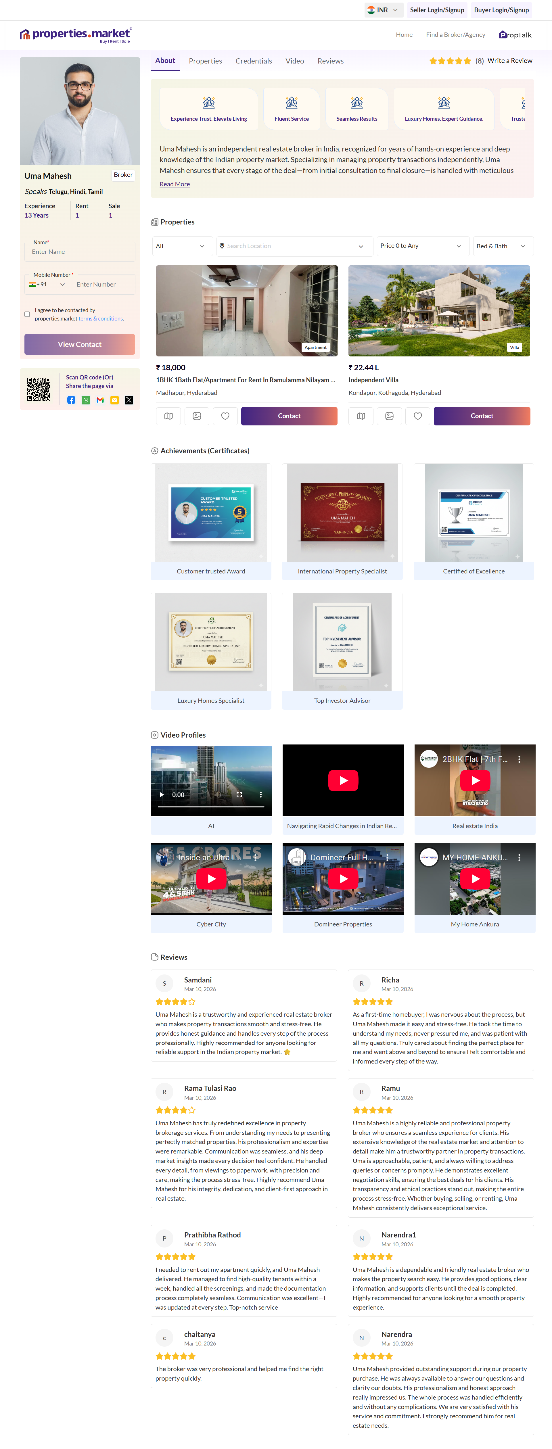 Broker profile page preview